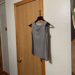 Talbots Size P Multi-Color w/Geometric Print Sleeveless Cowlneck Blouse - EUC